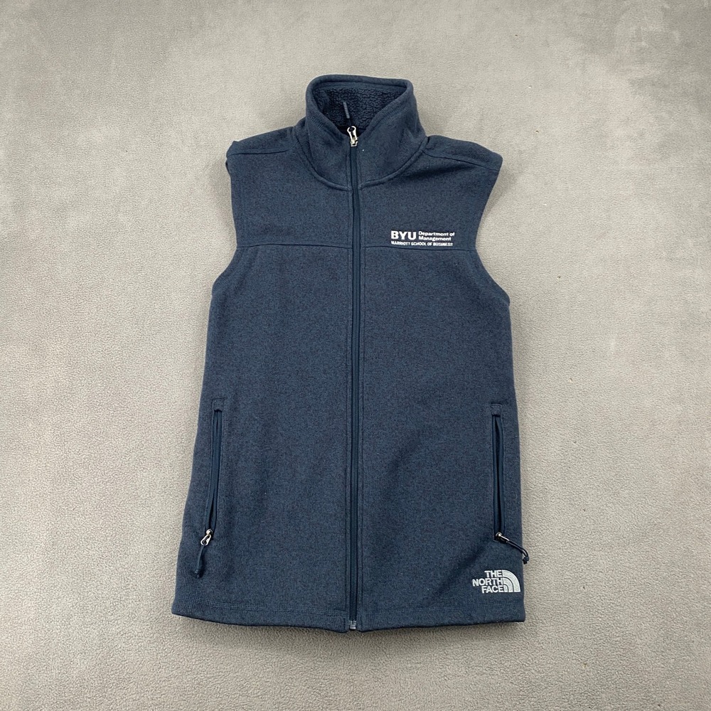 The North Face BYU Marriott School of Business Fleece Vest Blue Mens Small